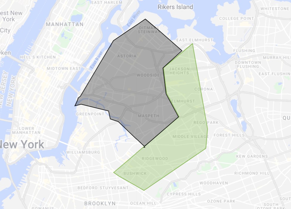 A service map of BoxUp in Queens